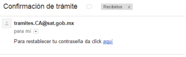 correo reestablecer contraseña SAT