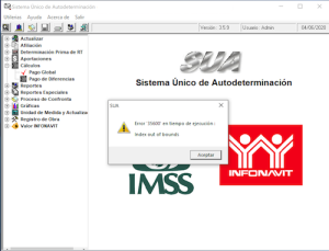 Nuevo SUA 3.5.9.a solución al error 35600 (calculo del IMSS e Infonavit ...