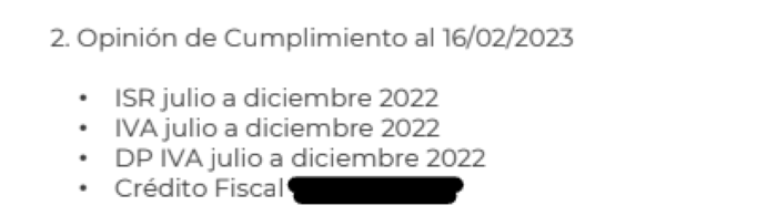 Detalle de cumplimiento de obligaciones fiscales