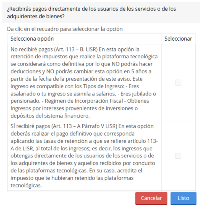 Pagos directamente de los usuarios