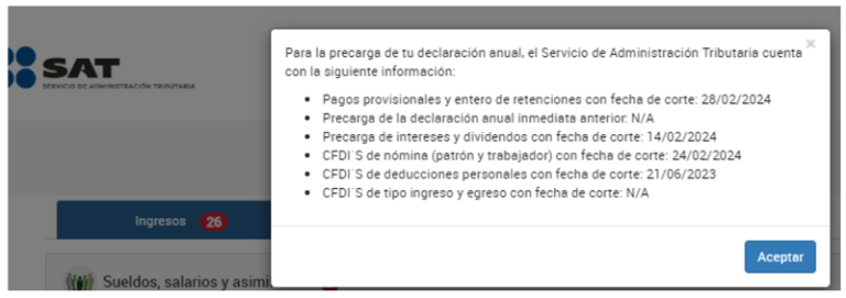 Declaración anual 2023 (personas físicas) en la plataforma del SAT ...