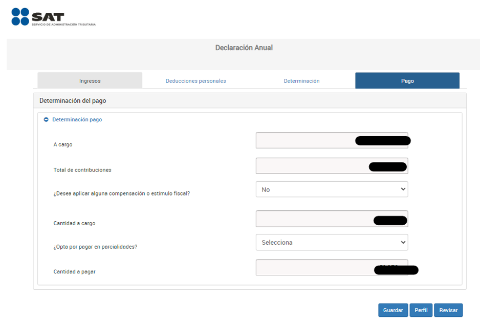 Declaracion anual personas fisicas pago