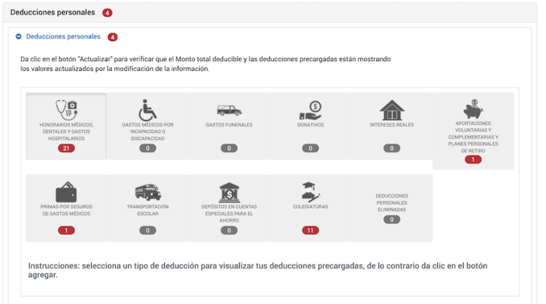 deducciones personales SAT