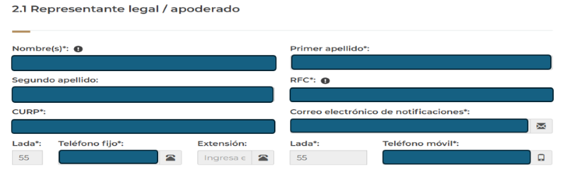 Capturar datos representante