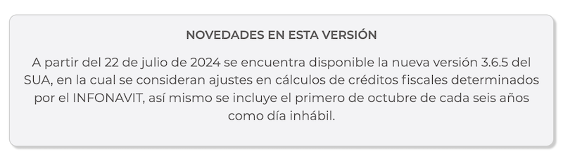 SUA version 3.65 IMSS