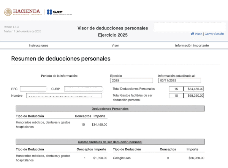 deducciones personales validas