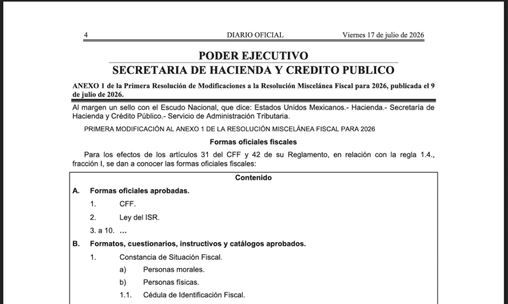 RMF 2026 modificacion SAT