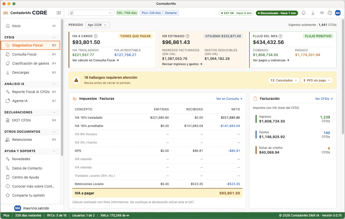 Panorama fiscal del contribuyente en ContadorMx CORE
