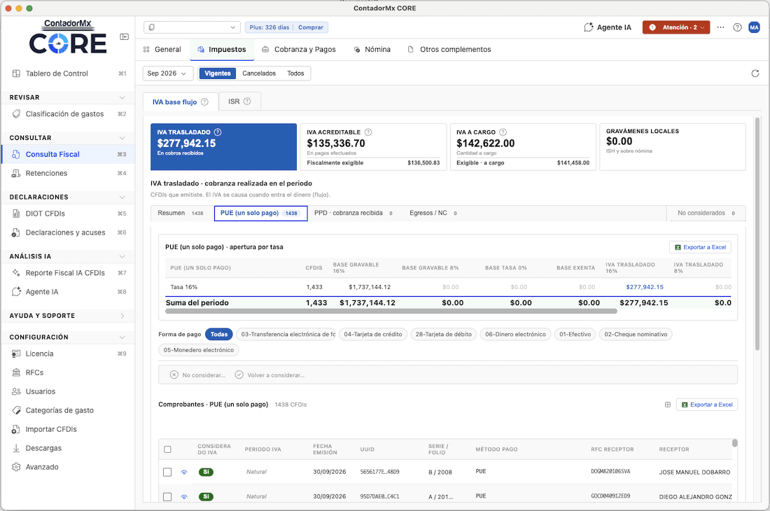 Cálculo de IVA desde CFDI en ContadorMx CORE