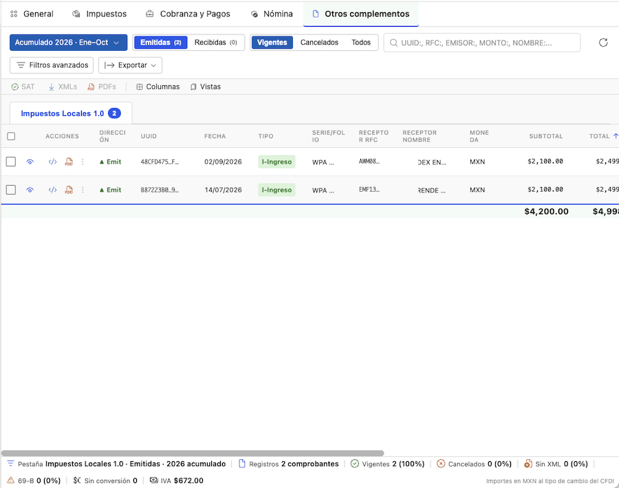 Descarga y consulta de otros complementos CFDI SAT